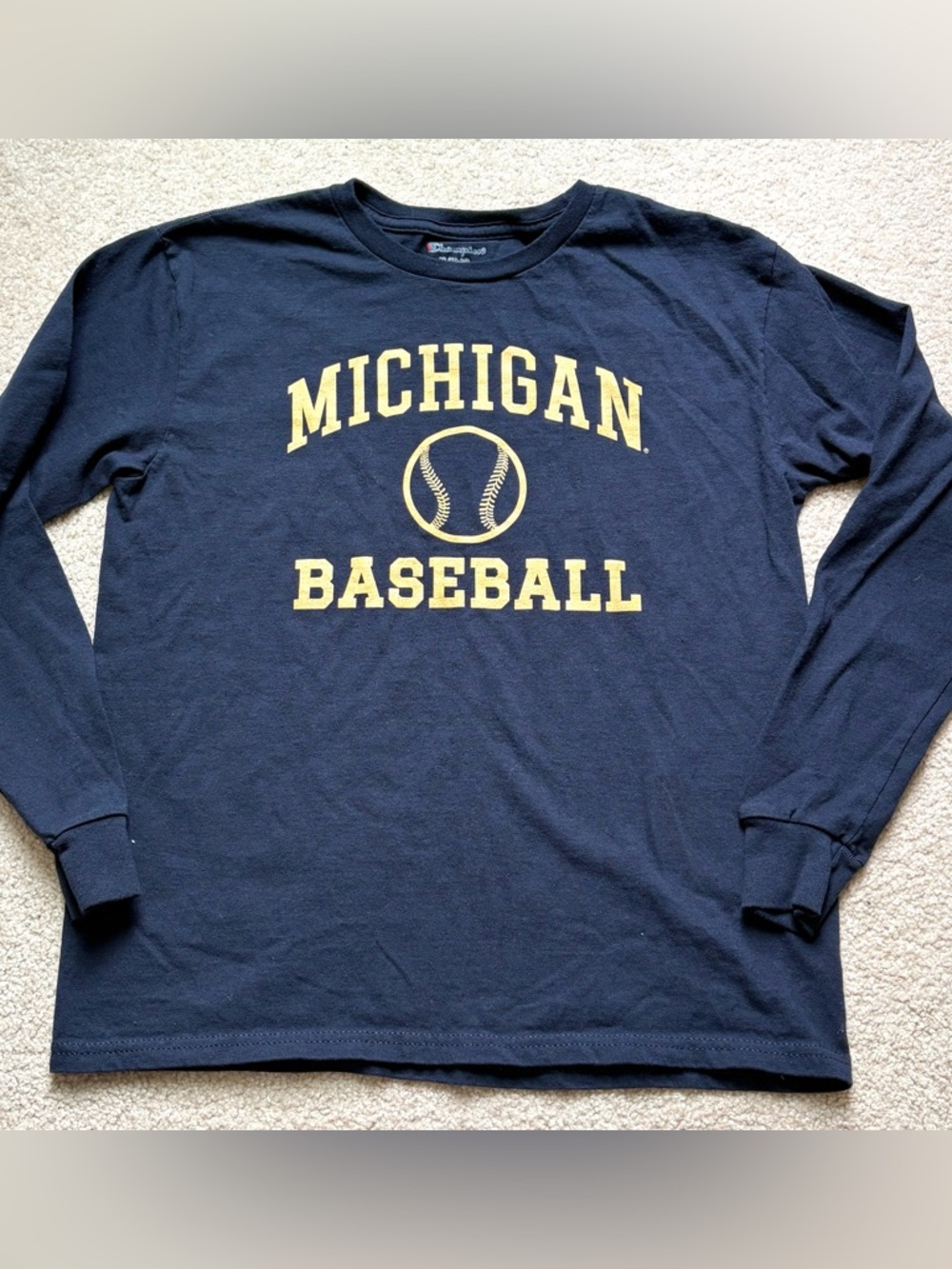Michigan Wolverines Champion Baseball Long Sleeve Tee Youth 10/12